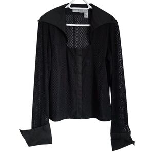 Vintage Zone Black Textured Open Knit Shirt – Size L